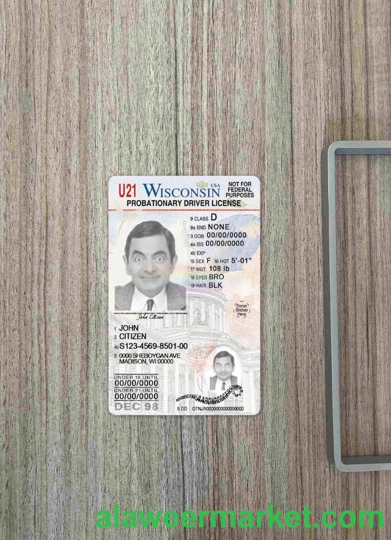 USA Wisconsin driving license under 21 photolook FRONT